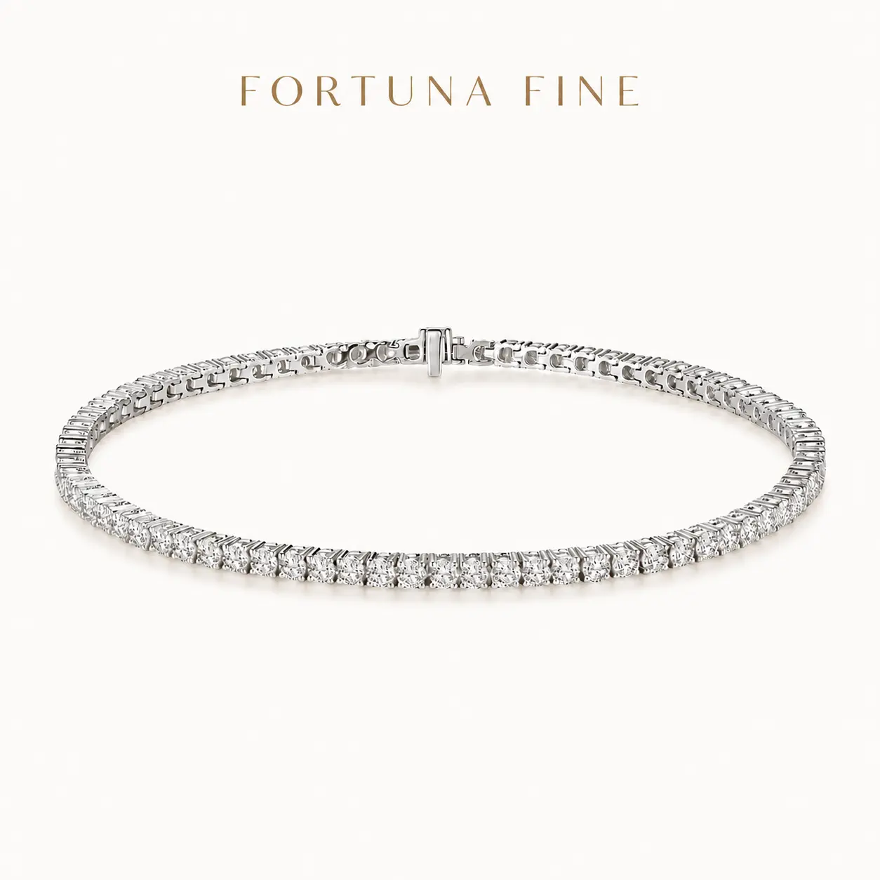 3mm,18k 5-11ct. lab grown diamond bracelet