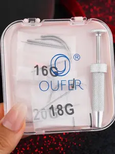 OUFER 12Pcs 16G-18G-20G Durable Stainless Steel Piercing Accessory Case
