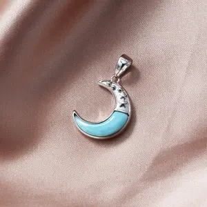 Moon Larimar Necklace Female Anniversary Auspicious Birthday Daily Engagement Fabric Gift