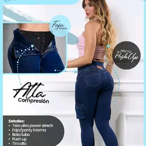 Strive Jeans Anatomica Ajustable Cintura 4 Bottoms with Faja Panty Model S2223 Women's Denim Pants