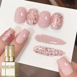 2PCS*15ML Candy Sequins 03+M109 New Popular Nail Art Candy Sequins Solid Color Series 2 Color Set, Pink Sequins with Pink Super Bright Gel Salon Art Sequin Design Shiny Gloss For nail DIY art design Tang Guo Liang Pian03+M109