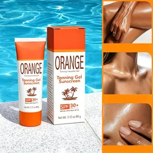 3.12oz Sunless Tanning Gel Sunscreen, Quick Bronzing Effect, SPF 30+ Pa++++, Long-Lasting Color, Moisturizing, Hydrating, Protective Film, Firming Effect, Delicate Skin