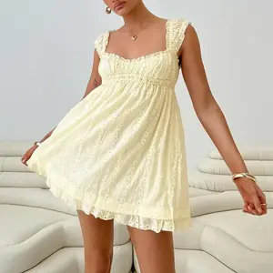 Women Summer Sleeveless Dress, Floral Embroidery Loose Party A-line Dress, Ladies Clothes for Daily Wear, Casual Dress 2024 Cotton Fashion