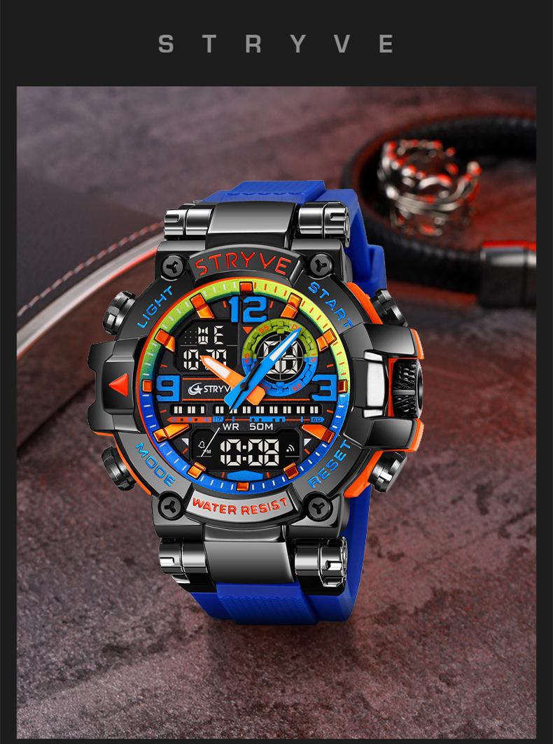 【Holiday Haul】Men's Colorful Punk Style Quartz Watch, Multi.Functional Waterproof Dual Display Wristwatch, TrendyFashion Sport Watch, Birthday Gift with Gift Boxfashionable wristwatch multifunctional men 【Holiday Haul】Men's Colorful Punk Style Quartz Watch, Multi.Functional Waterproof Dual Display Wristwatch, TrendyFashion Sport Watch, Birthday Gift with Gift Boxfashionable wristwatch multifunctional men