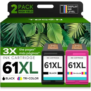 61XL Ink Cartridges Replacement for  61 XL Ink  Combo Pack HP61 Works with  Envy 5530 4500 4502 5535 Deskjet 2540 2541 3050 3510 1510 OfficeJet 4630 4632 Printer (Black Tri-Color, 2-Pack)
