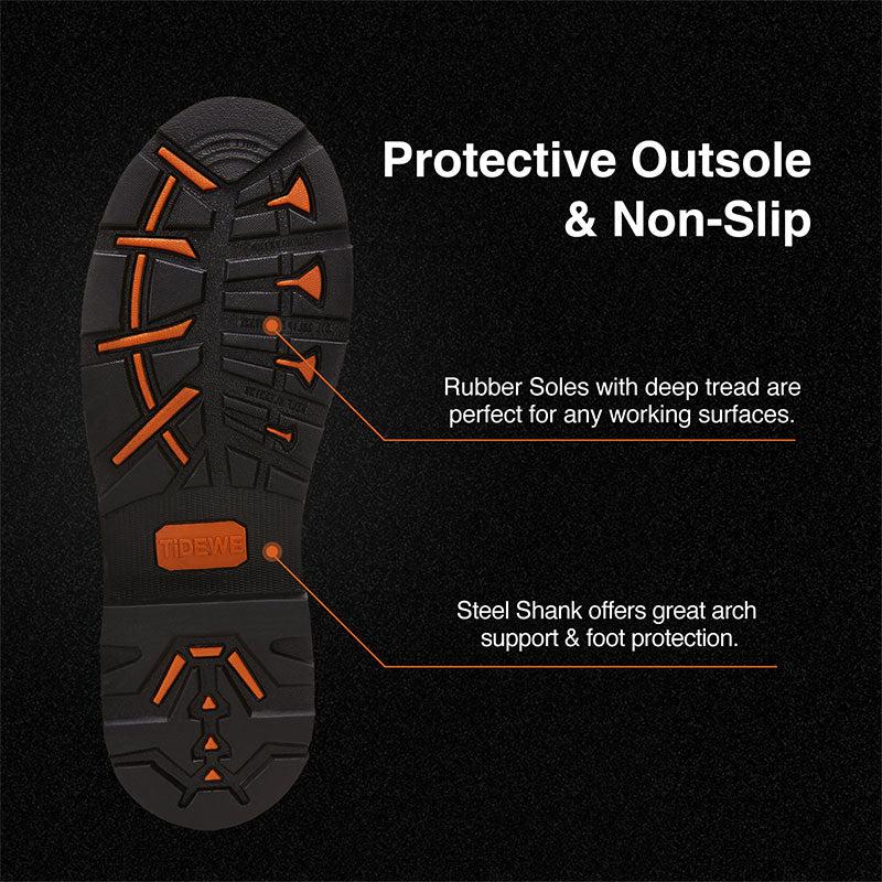 [Amazing Offer] TideWe Rubber Work Boots for Men with Steel Toe & Shank, Waterproof Hunting Boots, Warm 6mm Neoprene Hunting Mud Boot Size 5-14 Boy Footwear Walking Shoes Comfort men s boots work boots for