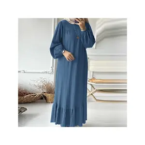 Plus Size - Plus Size - A Traditional Ethnic Robe for Women in Large Sizes, Featuring Bubble Sleeves And Retro Pockets, Designed in The Middle Eastern Arab Style from Dubai. Made from Durable Fabric, It Offers Comfort And a Loose Fit
