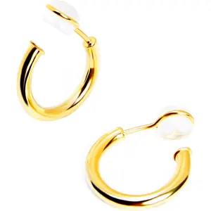 Clip on Earrings for Women, 14K Real Gold Plated Non Pierced Hoop, Clip on Hoops for Non Pierced Ea Gold and White Gold