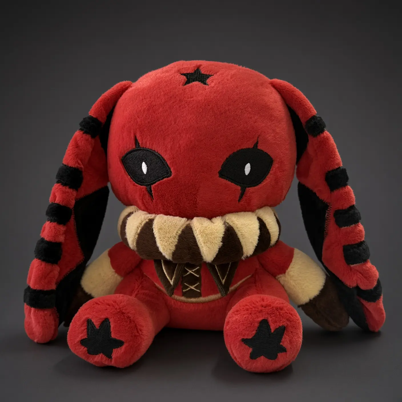 The Freak Circus Pierrot Dark Bunny Plush Doll, Creepy Cute Red Rabbit Stuffed Toy, Gothic Horror Bunny Plushie, 2 Sizes Available, Halloween & Collection Gift