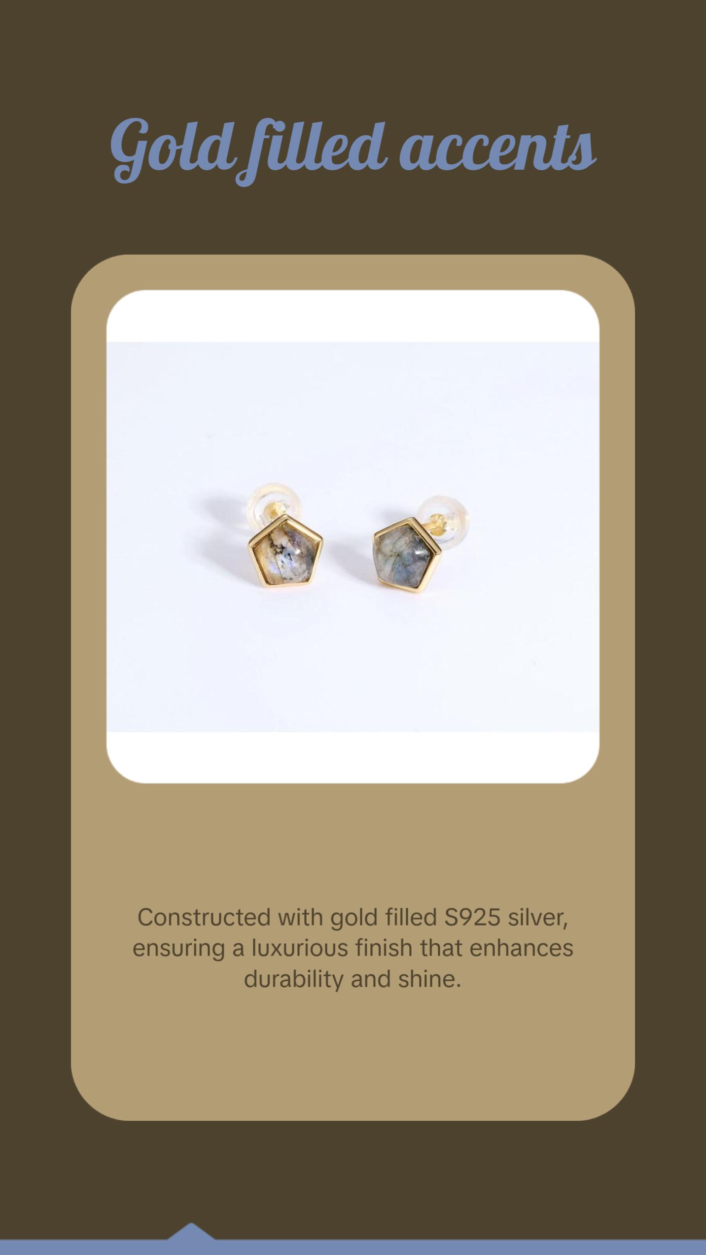 Labradorite Pentagon Stud Earrings