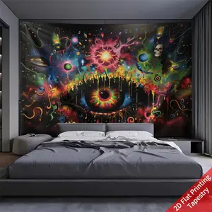 1pc Hallucinogenic Universe Eye Pattern Polyester Wall Tapestry, suitable for living room, bedroom and office. Free installation package included.