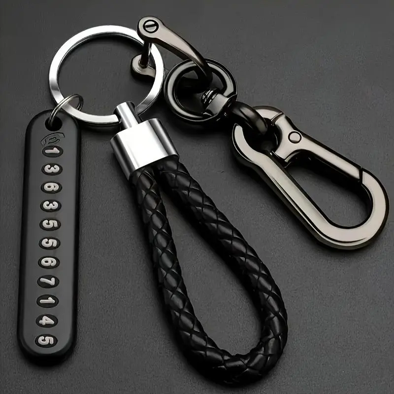 Car Keychain with Phone Number Plate, Heavy Duty Durable Car Keychain with Phone Number Tag, Convenient Car Key Rings Key Fob, Keychain Parking Key, Car Key Chains