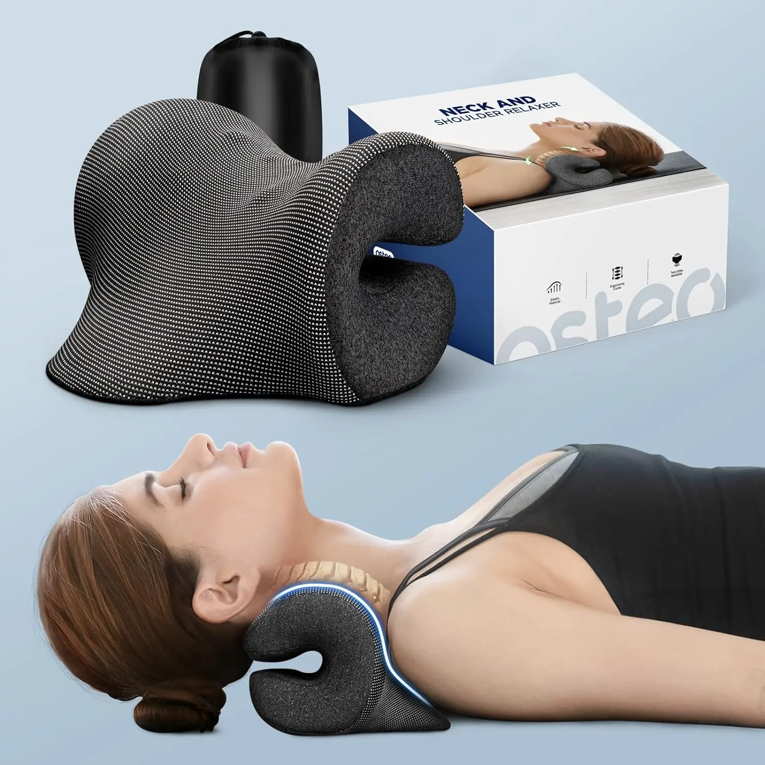 Graphene Heating Cervical Traction Pillow - Neck Stretcher Therapy Device for Neck & Shoulder Muscle Relaxation, TMJ Pain Relief, Adult Gift
