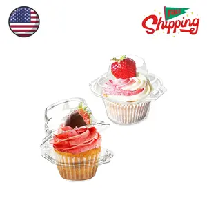 100 Pcs Cupcake Boxes Plastic Individual Cupcake Containers Single Cupcake