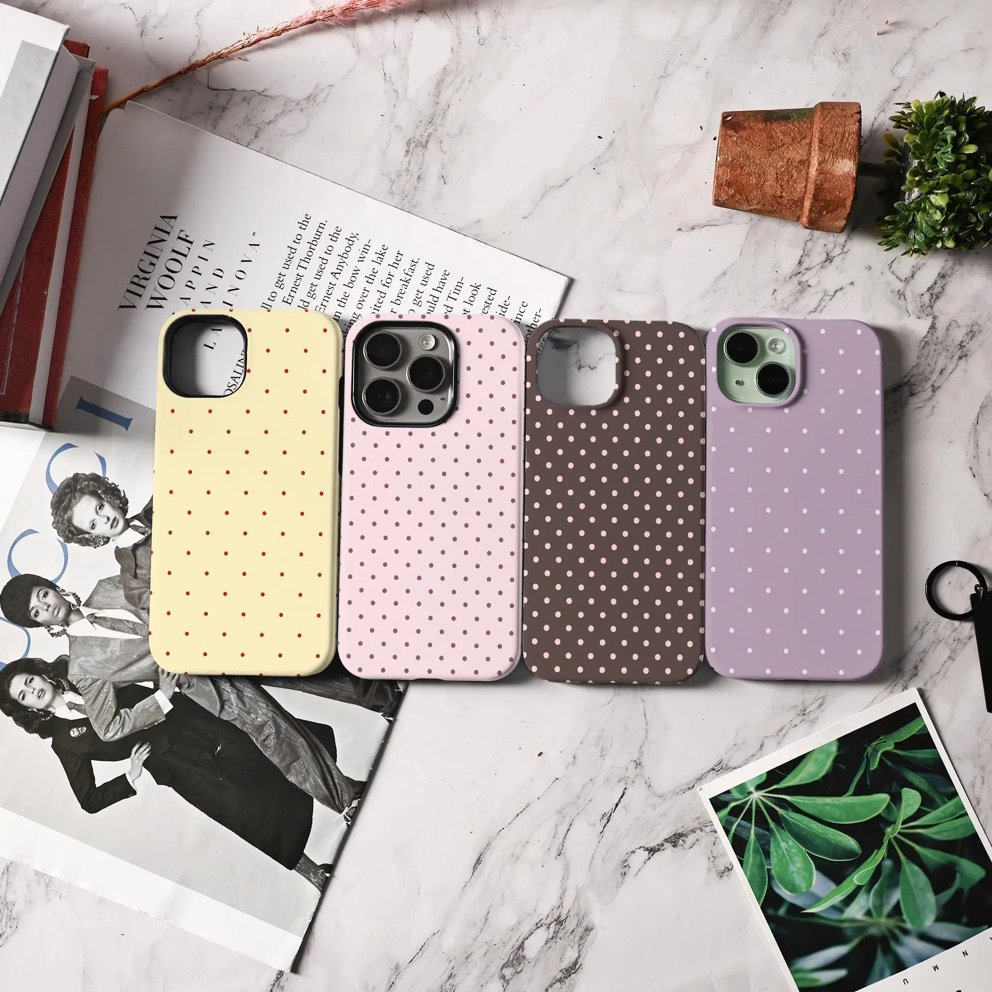 Polka Dots with Customizable Names Phone Case For iPhone 15, Aesthetic iPhone 17 16 15 14 13 Pro Max Case, iPhone 16e, 15 14 Plus