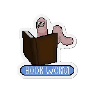 Book Worm Pixel Art Magnet