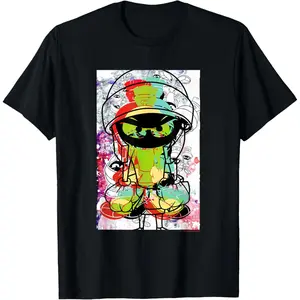 Men's Daily Short Sleeve Classic Top Looney Tunes Marvin The Martian Paint Sketch T-Shirt
