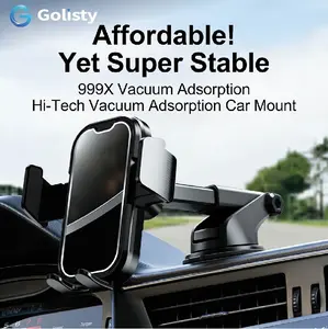 Easy One Touch Signature Dashboard & Windshield Universal Car Mount Phone Holder Desk Stand with Suction Cup Base and Telescopic Arm for iPhone, Samsung, Google, More Smartphones