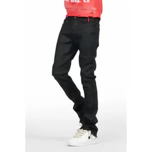 Rebe Black Coated Stacked Flare Jean