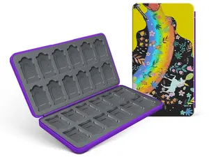 24 game Micro SD Cards Storage, Portable Game Card Case Gift Accessories with Magnetic Closure,Soft Lining and Protective Hard Shell (Rainbow)