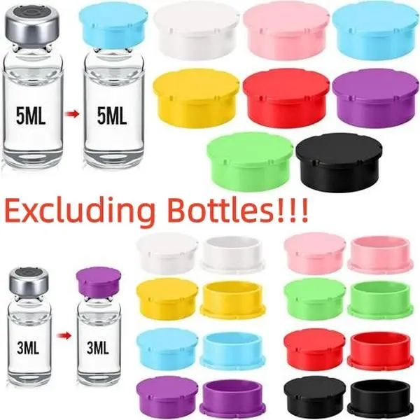 24 Packs Glass Vial Protective Vial Caps 3ml & 5-100ml Reusable Peptide Vials Covers Lids Cover Leak and Dust Proof Cap Storage Boxes for 3ml 5ml 10ml, Colors for Organization Classification