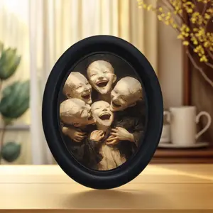 Vintage Gothic Laughing Mask Oval Frame Wall Art, Halloween Christmas Thanksgiving Decor, Gothic Style Bedroom Living Room Hanging Picture