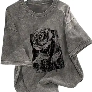 Vintage Black Rose Washed Cotton Tee