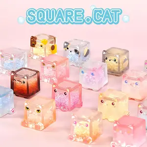 Glow in the Dark Figure, Square Cat Series Blind Bag, 5pcs in One Bag, Random Style, Cute Collectible Toys, Mini Figures Mystery Box, Sealed Hobby Box