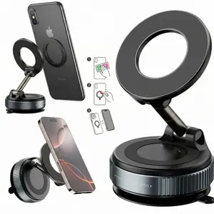 2026 Upgraded Vacuum Magnetic Car Phone Holder 360° Reinforced 96LBS Ultra Suction Cup Phone Mount for MagSafe Cell Phone Holders for Your Car/Gym/Mirror Mount for iPhone & Android