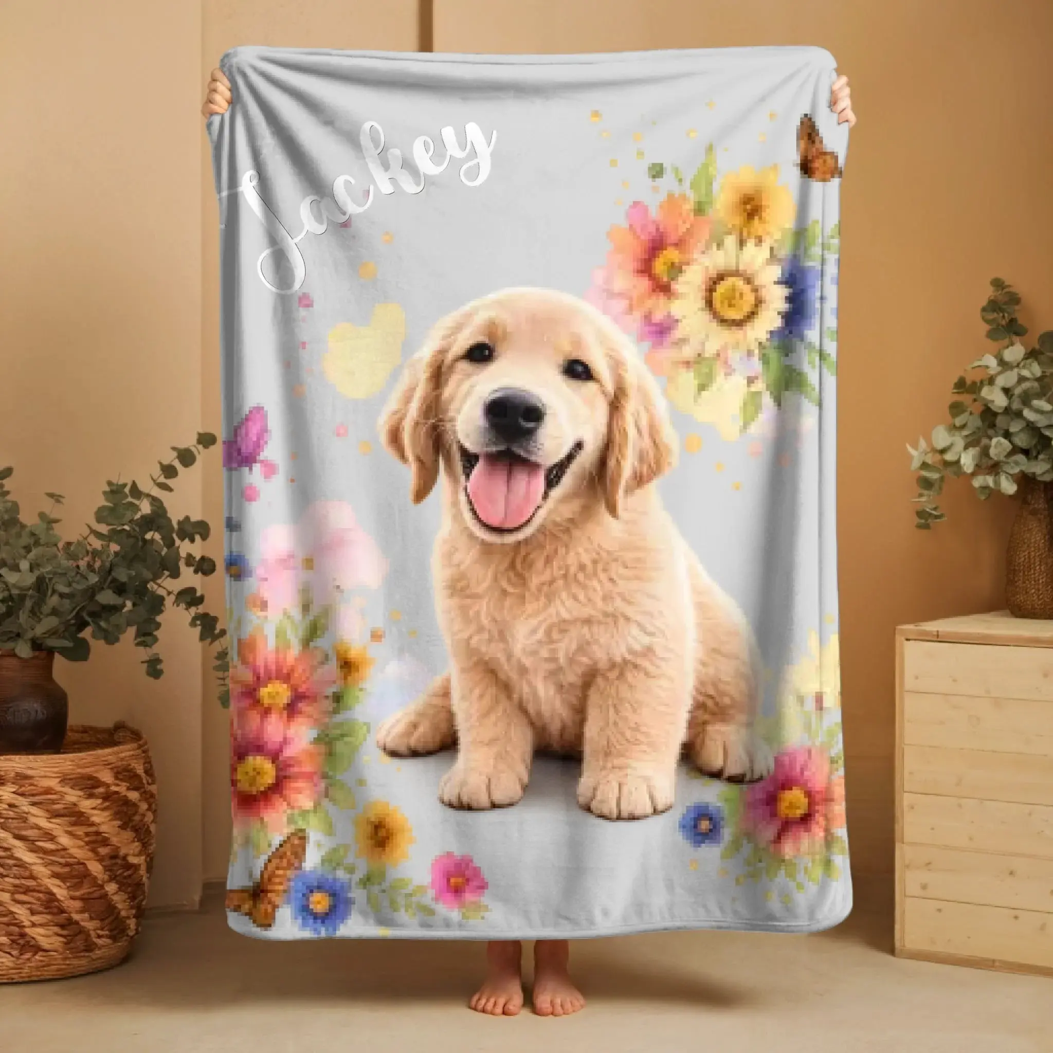 Custom Flower Pet Blanket | Personalized Dog & Cat Photo Gift – Pawsonalize