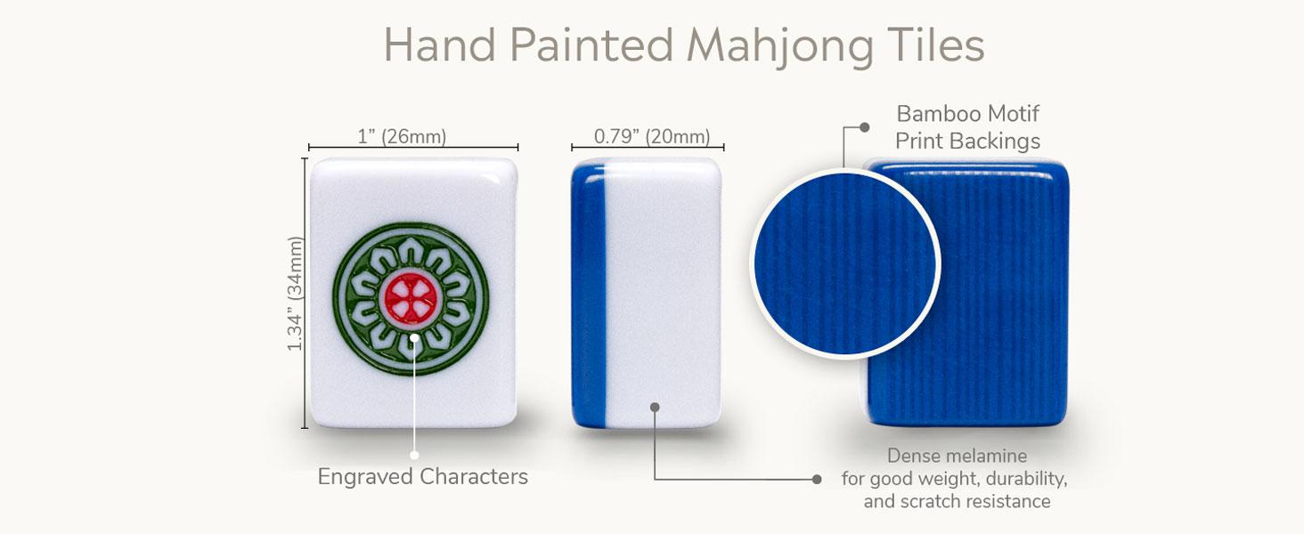 Yellow Mountain Imports "Royal Azure Chinese Mahjong Set with 146 Medium Tiles and Blue Vinyl Case - for Chinese Style Gameplay Only