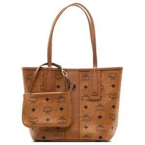 MCM Liz Monogram Detachable Canvas and Leather Mini Shoulder Bag for Women in Brown Cognac Fashionable Patterned Bag Geometric Pattern Bag