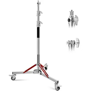 Heavy Duty Light Stand with Casters  Stainless Steel 30kg/66lb Load Bearing Adjustable 130/4.3ft - 305CM/10ft Photography Light Stand with Wheels for Photography Studio Softbox, Monolight ()