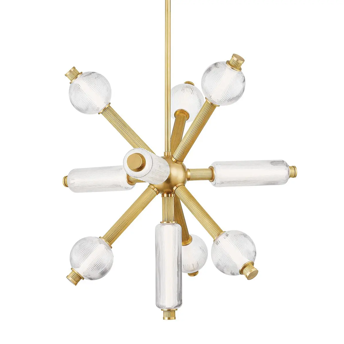 Nature-Inspired Atom Chandelier with LED Spheres and Vintage Brass Finish for Modern Interiors