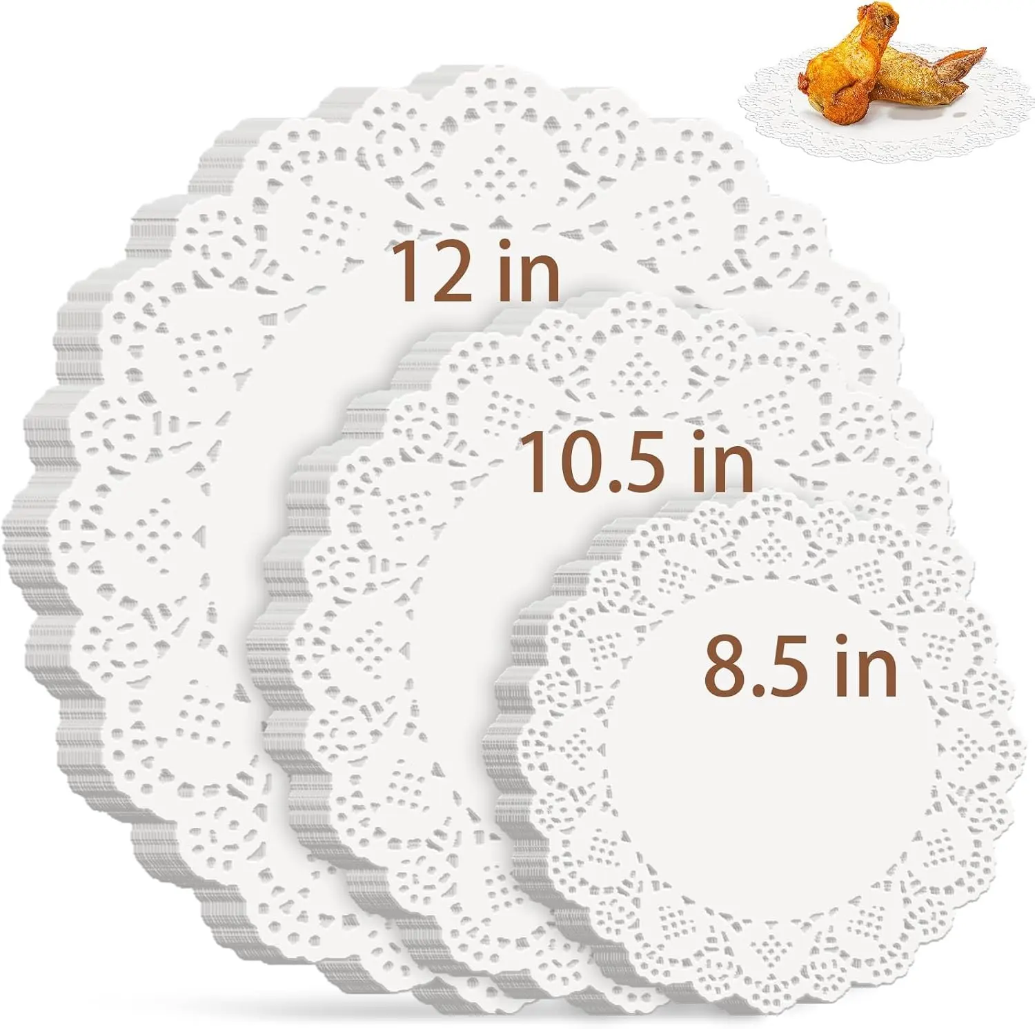 90 Pack Paper Doilies Assorted 8.5/10.5/12inch Round Paper Doilies for Food | Disposable Lace Paper Doilies White Paper Placemats for Party Table Crafts Cakes Desserts Tableware