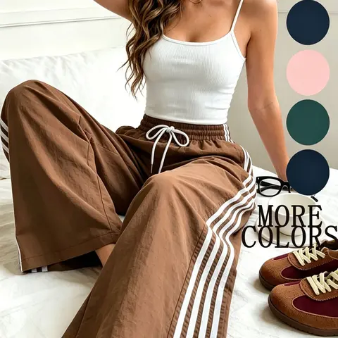 Women's Elastic Waist Adjustable Striped Sleep Pants, Loose Fitting Sleepwear, Casual Simple Design, Available in 5 Colors, Comfortable Loungewear and Homewear, Casual Summer Loungewear for Daily Wear, Nightwear, Pjs