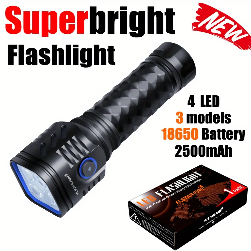 2026 New Product, Brand New Aluminum Alloy High Lumen Flashlight, 4 LED Beads, Type-C Charging, Suitable for Outdoor Sports, Powerfulheld Flashlight, Perfect for Emergencies and Outdoor Adventures
