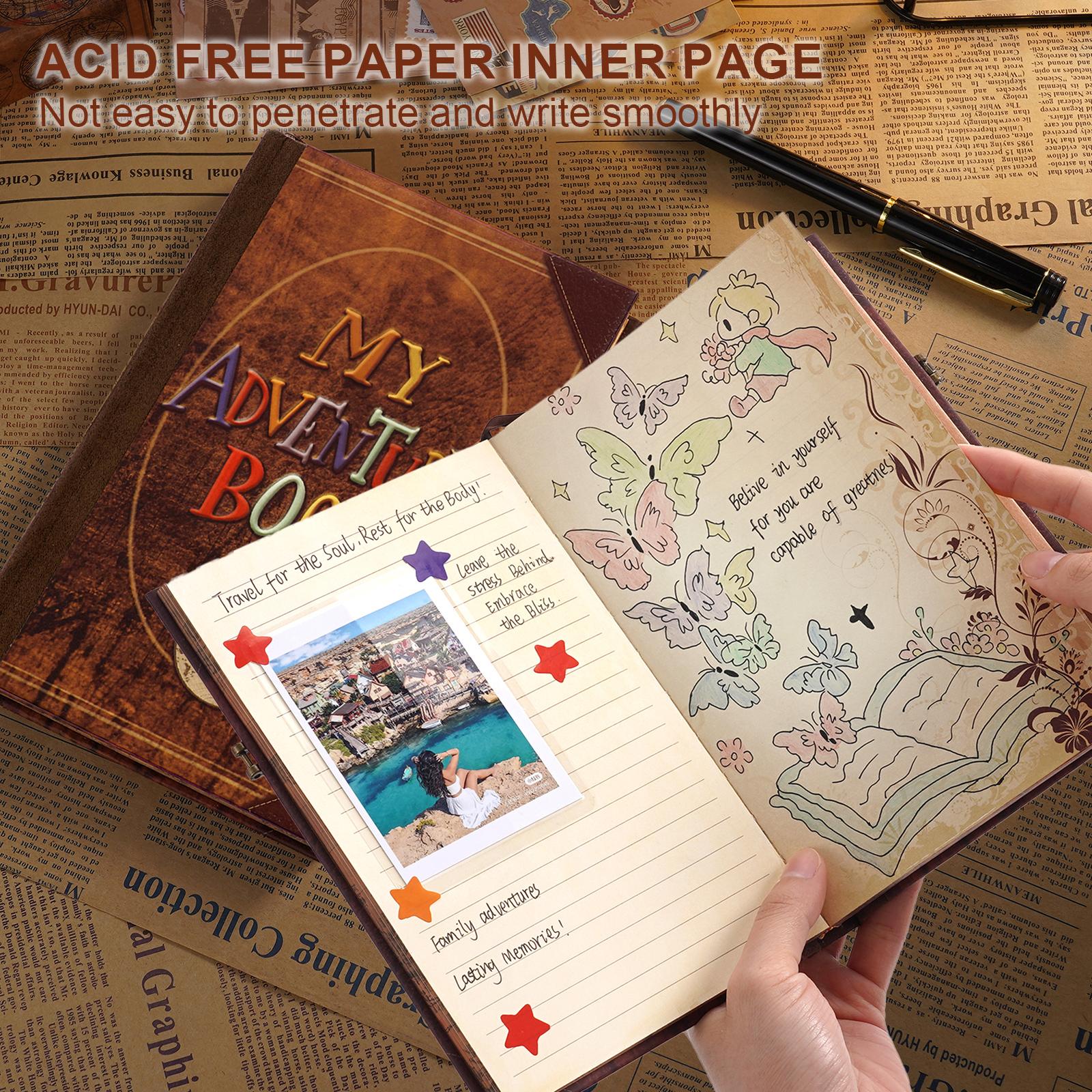 Adventure Book Vintage Scrapbooking Travel Journal 19x12.5x2cm Vertical Retro Scrapbook Photo Album Diary for Travelers