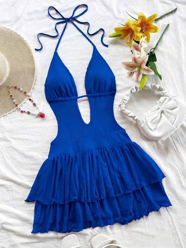 Sexy Backless Party Dress, Slim-Fitting Y2K Style, Women's Cross-Border Fashion, High-Waisted Belted Design, Perfect for Parties