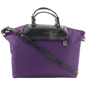 Pre-owned FURLA Nylon Shoulder Bags 2WAY Shoulder Handbag Purple