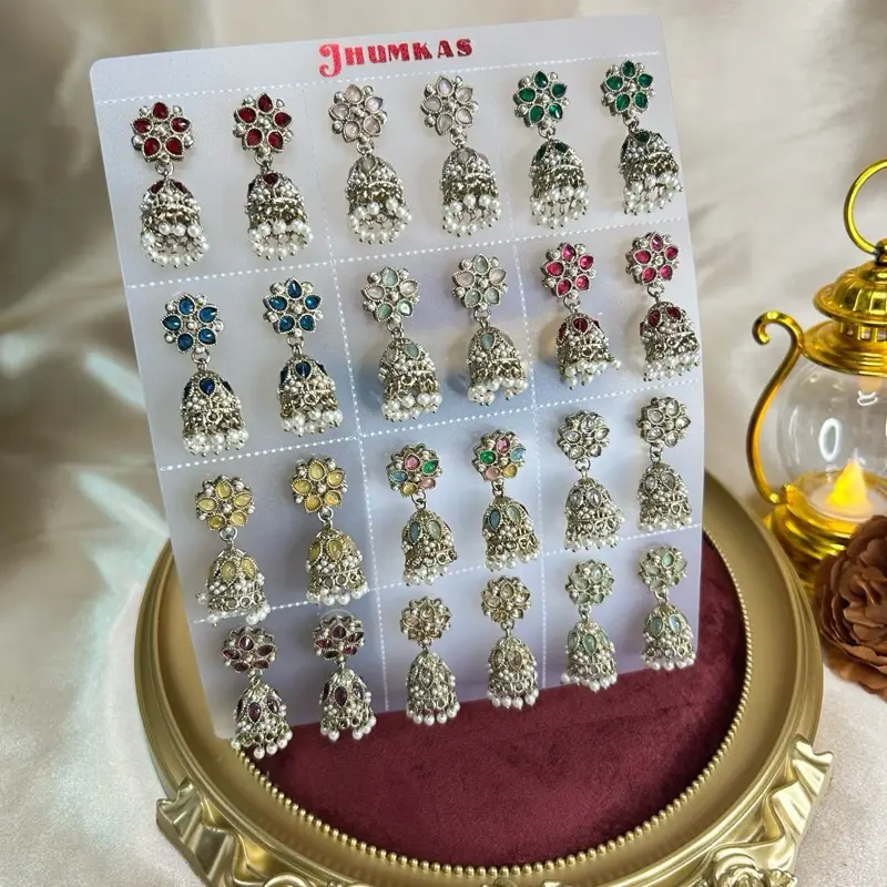 Beautiful Mini Jhumka Earrings For Women 12 PCs Pack