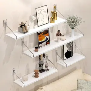 1pc Wall Mounted Storage Rack, No-Drill Wooden Shelf for Dorm Room Kitchen Living Room Study, Bedroom Hanging Organizer