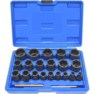 22 Pcs Bolt Nut Extractor Set, 1/2" and 3/8" Drive Wheel Lock Removal Kit for Extracting Damaged, Stripped Frozen Nuts & Screws Twist Set, Lug Nut Remover Tool