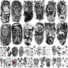 Teens 36 Sheets Large Black Arm Temporary Tattoos For Men Forearm Women Thigh, Half Sleeve Animals Lion Tiger Wolf Temp Tattoo Stickers Adults, Death Skull Compass Flower Fake Tattoos That Look Real Durable Teens