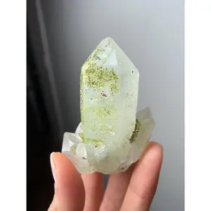 Epidote Quartz Cluster #8 - Extra Grade, Polished Quartz Point with Green