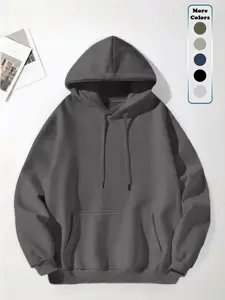 Men's Classic Solid Color Hoodie, Comfortable Long Sleeve Pullover, Casual Fashion Sweatshirt for Daily and Outdoor Wear, Comfort & Stylish Design, Available in Multiple Colors
