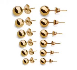 18k Layered Real Gold Filled ball earrings pretty  studs nugget earrings men