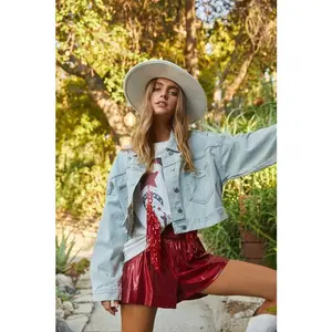 The Dolly Rhinestone Fringe Denim Jacket