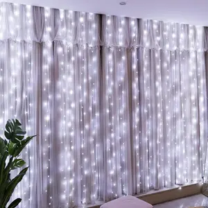 300LED Fairy Curtain Light (Upgrade Two Kinds of Light Clips) with Remote 8 Modes Times,9.8x9.8Ft White USB Plug-in Christmas Hanging String Light for Bedroom, Parties, Walls, Windows
