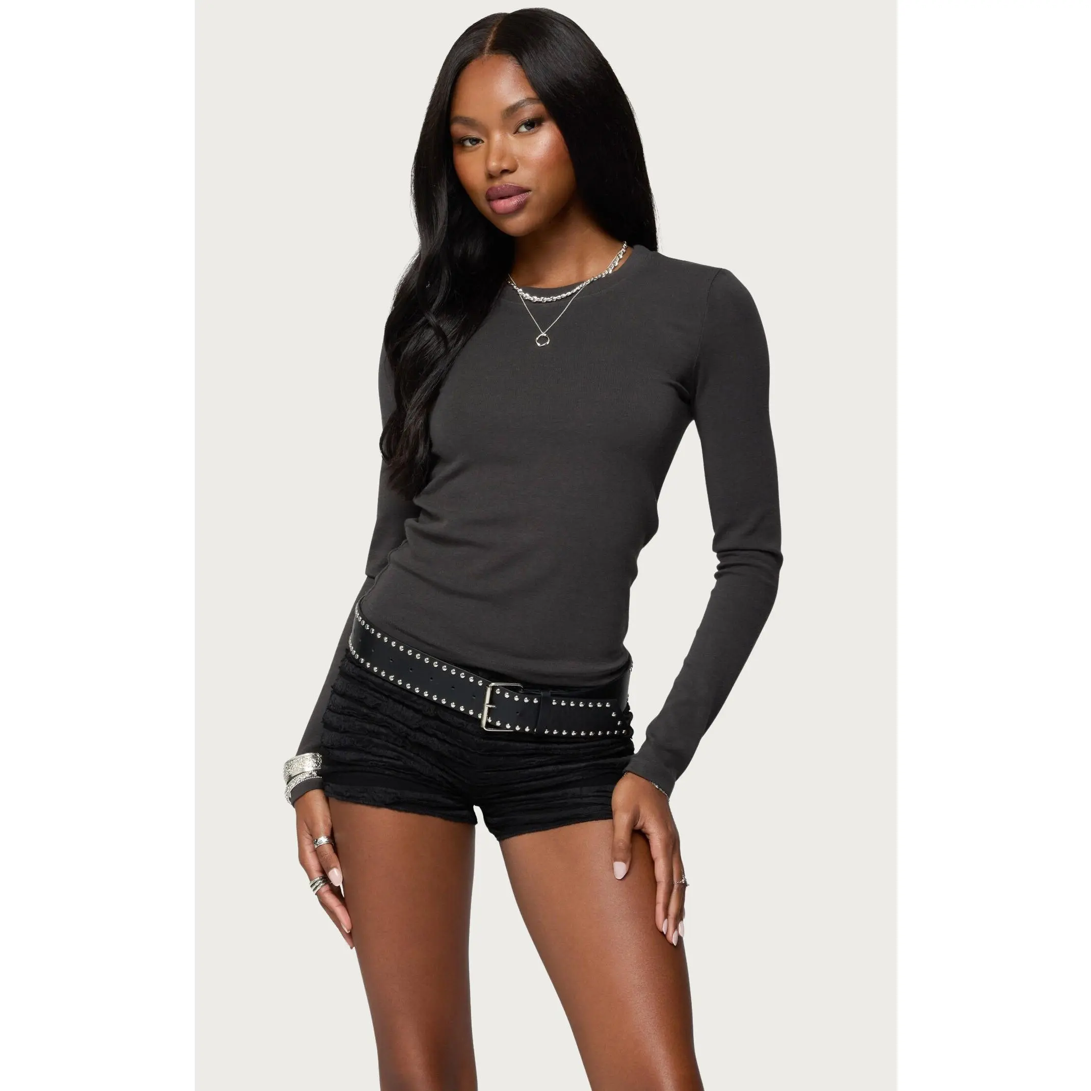 Edikted Women's Daphne Ribbed Long Sleeve T-Shirt